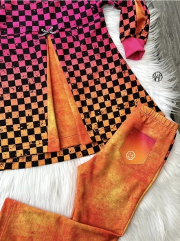 Bügelbild - " Tasche - SMILIE Verlauf MAGENTA/ORANGE  " - Höhe 9 cm